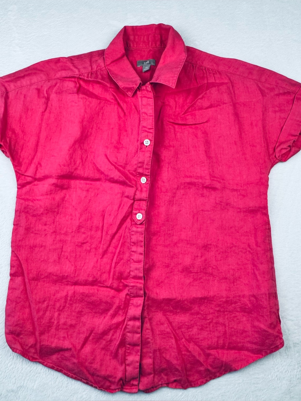 J. Jill 100% Linen button-down short sleeve shirt. Women’s size XS. Pink color.